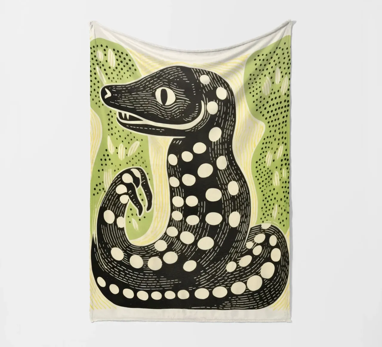 Green Cobra 3 fleece blanket by Minimal Animal Art