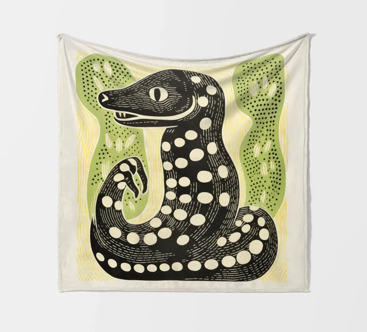 Green Cobra 3 fleece blanket by Minimal Animal Art