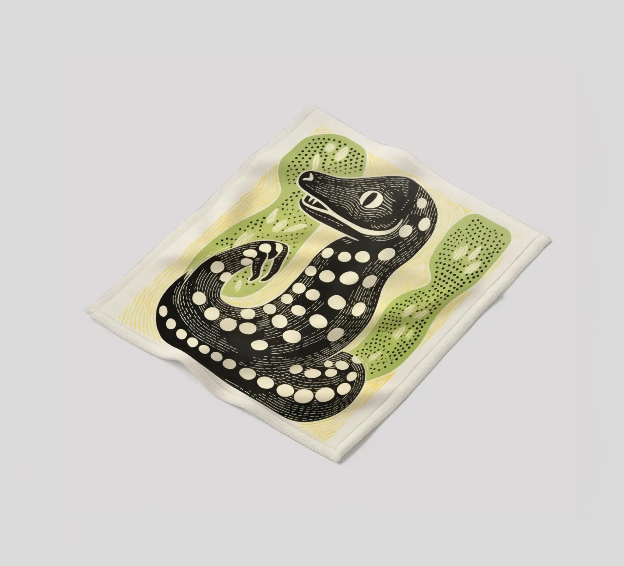 Green Cobra 3 fleece blanket by Minimal Animal Art