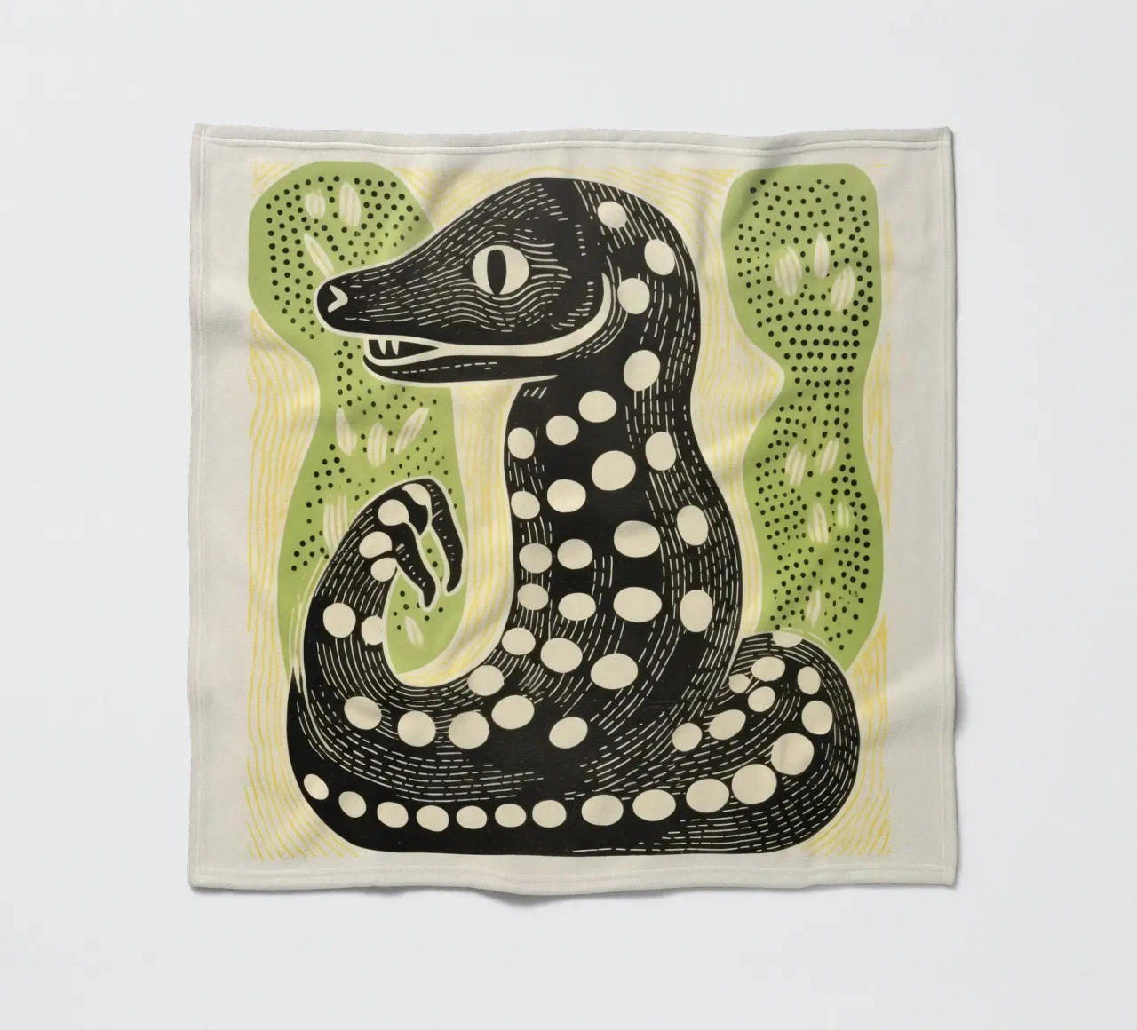 Green Cobra 3 fleece blanket by Minimal Animal Art