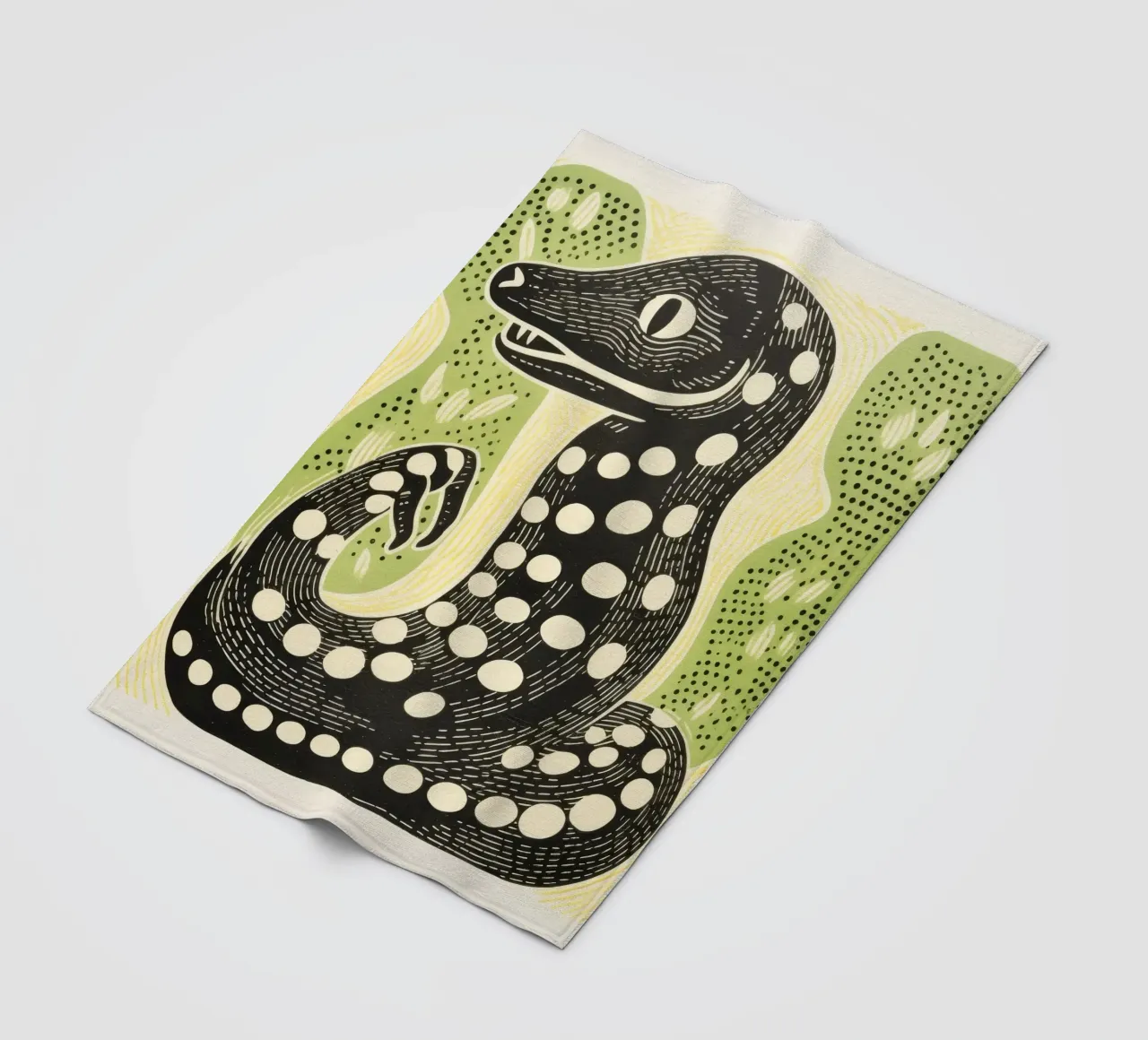 Green Cobra 3 fleece blanket by Minimal Animal Art