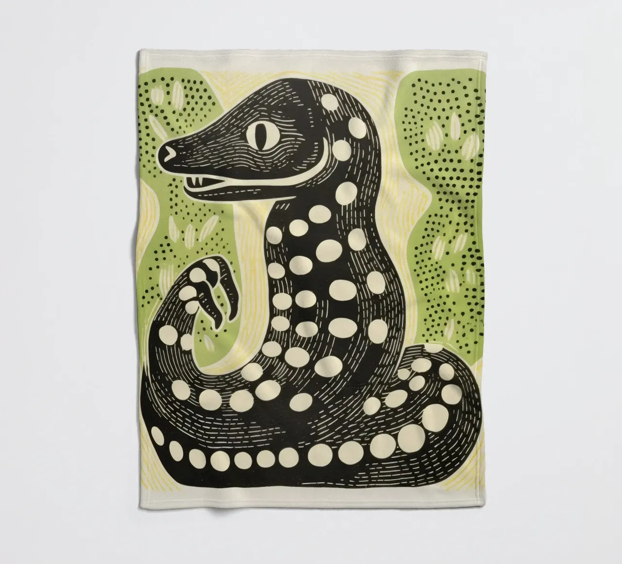 Green Cobra 3 fleece blanket by Minimal Animal Art