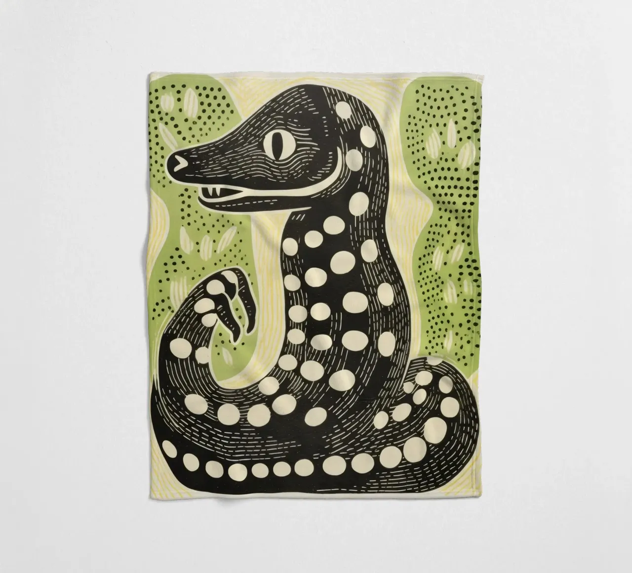 Green Cobra 3 fleece blanket by Minimal Animal Art