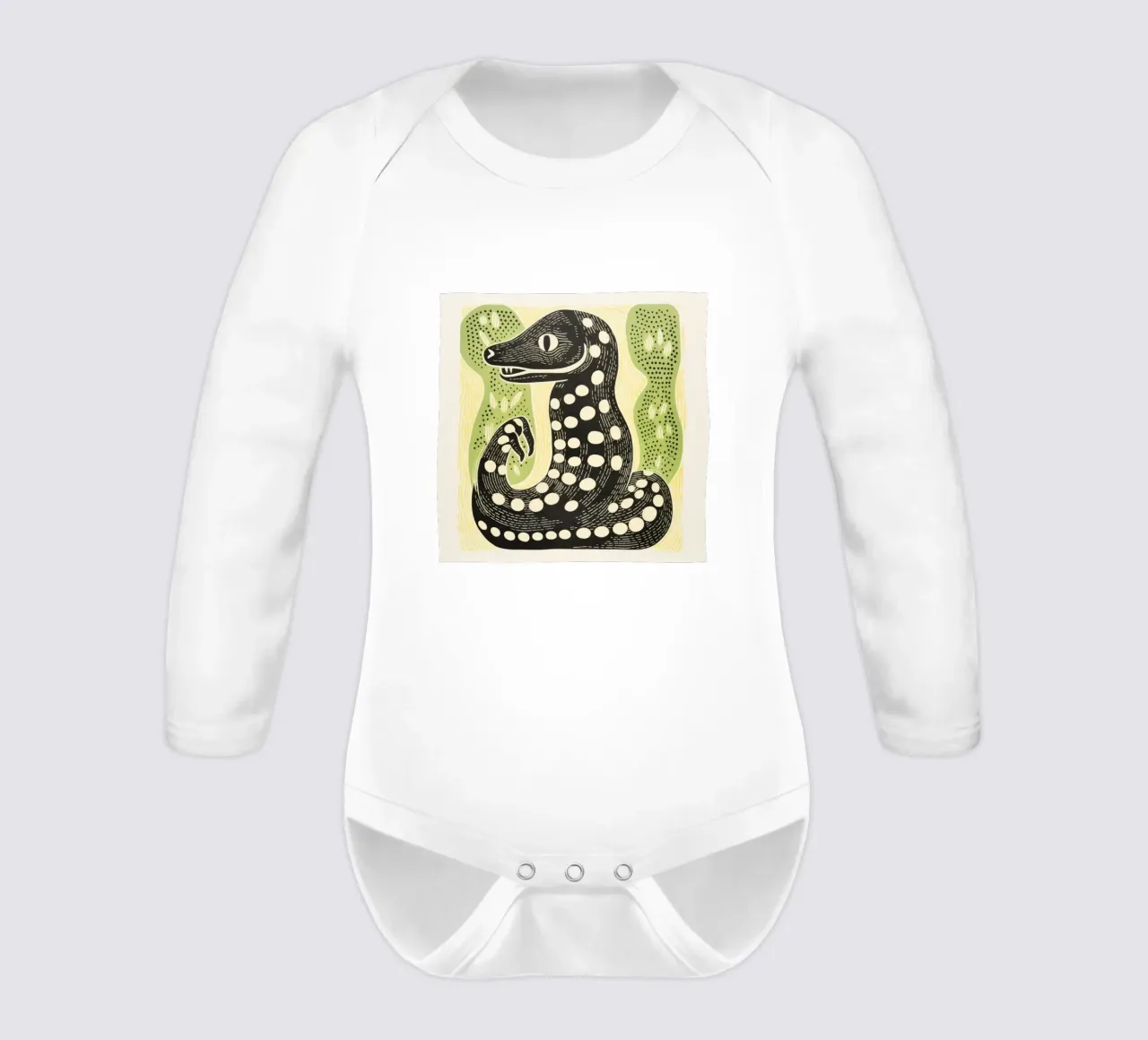 Cobra verde body neonato maniche lunghe da Minimal Animal Art