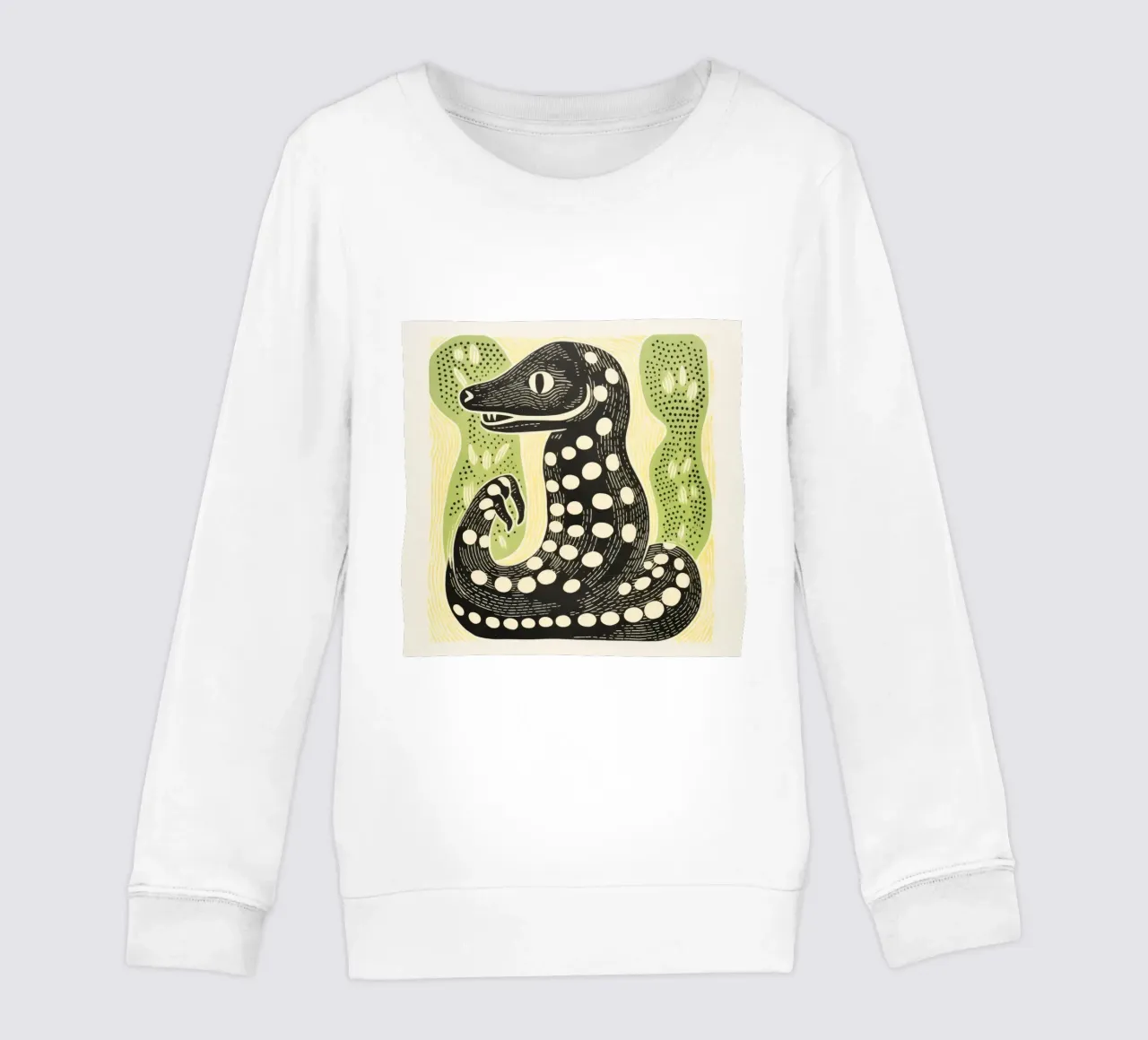 Green Cobra 3 kids sweatshirt by Minimal Animal Art