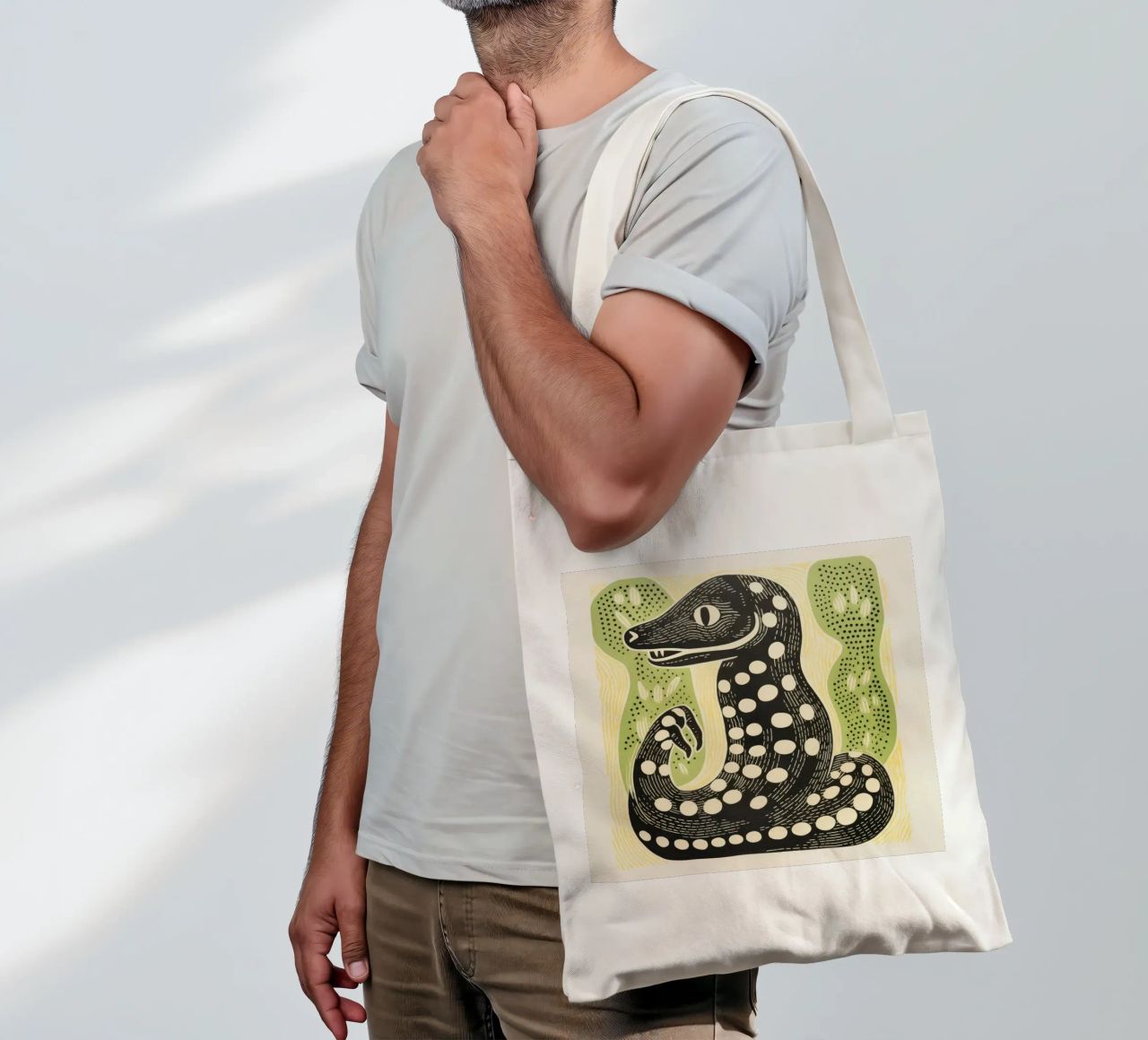 Cobra verde 3 borsa in juta da Minimal Animal Art
