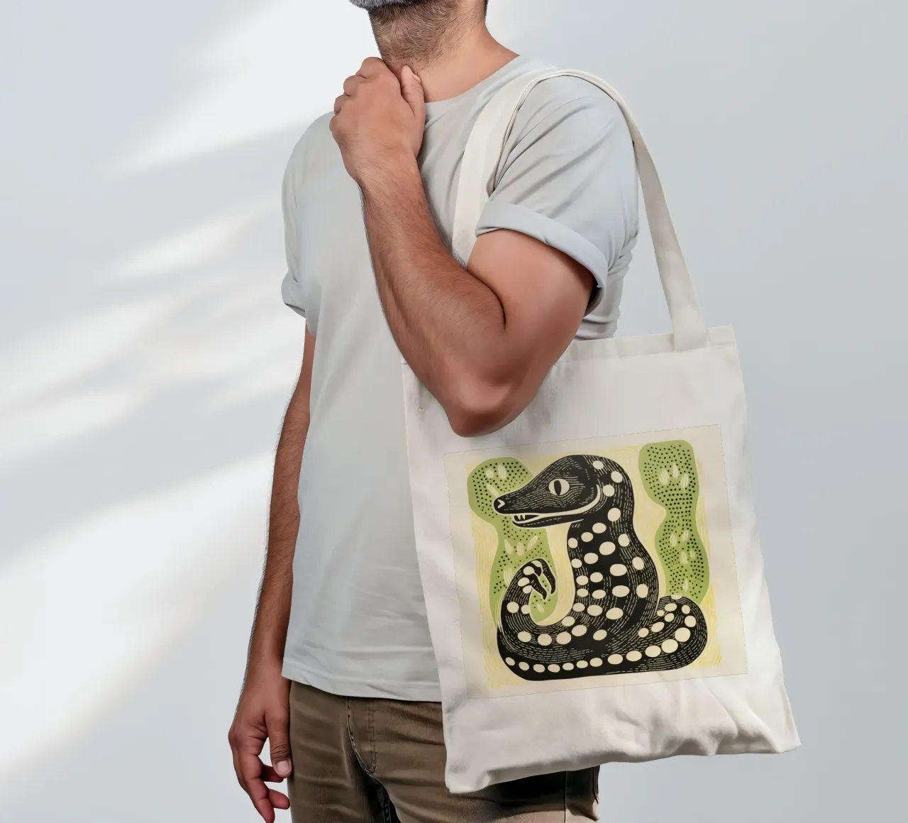 Cobra verde borsa in juta da Minimal Animal Art