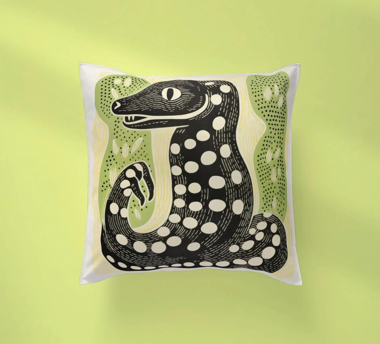 Cobra verde 3 cuscino da Minimal Animal Art
