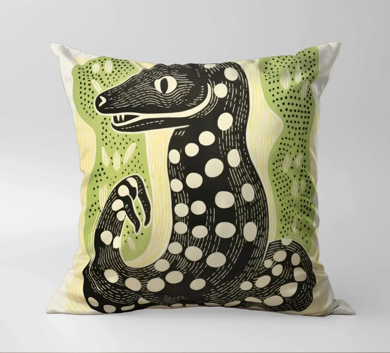 Cobra verde cuscino da Minimal Animal Art