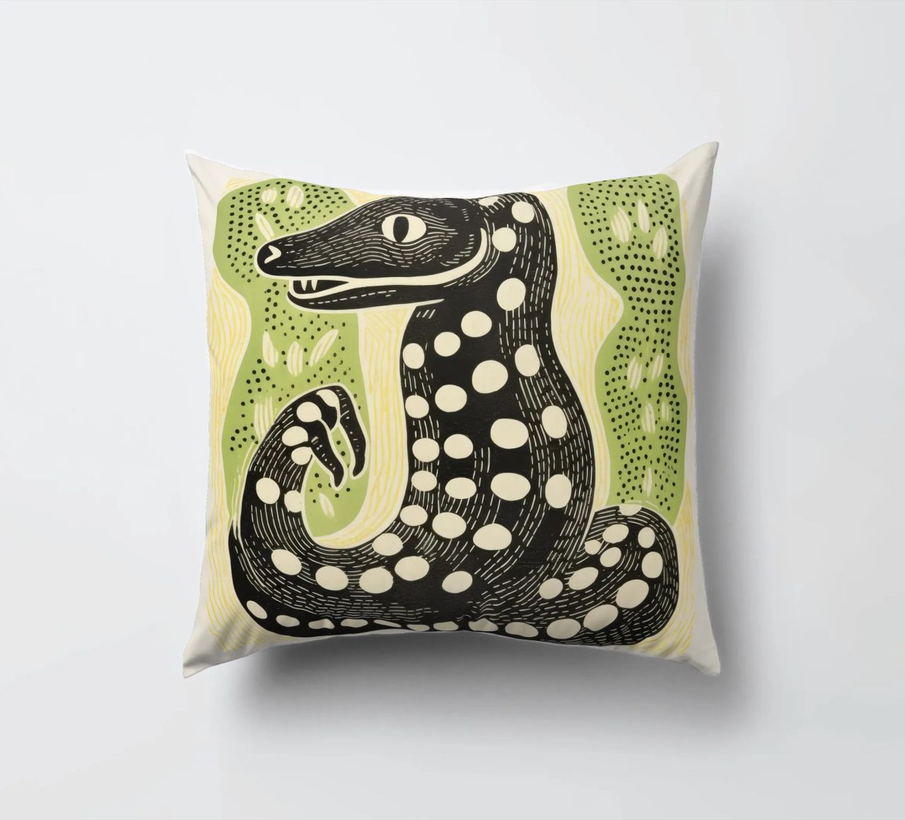 Cobra verde 3 cuscino da Minimal Animal Art