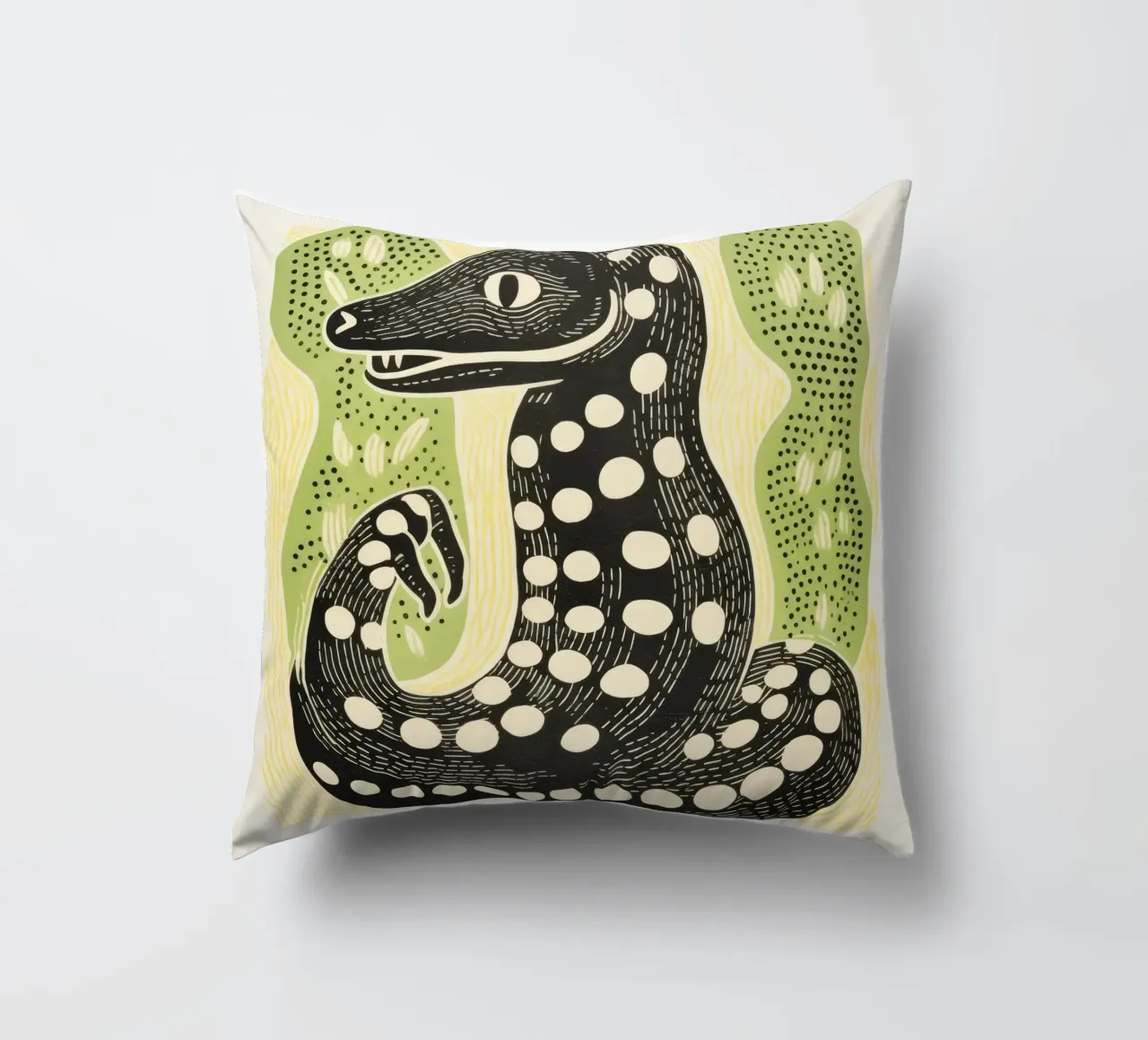Cobra verde cuscino da Minimal Animal Art