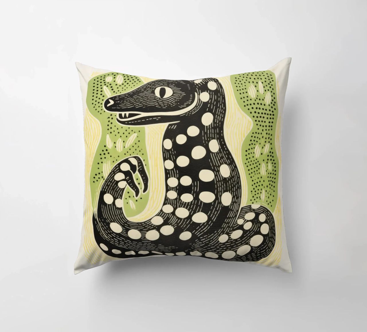 Cobra verde 3 cuscino da Minimal Animal Art