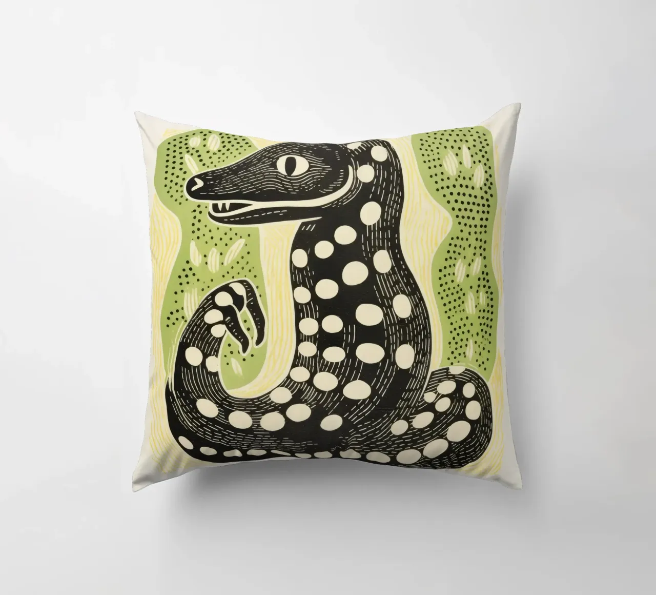 Cobra verde cuscino da Minimal Animal Art