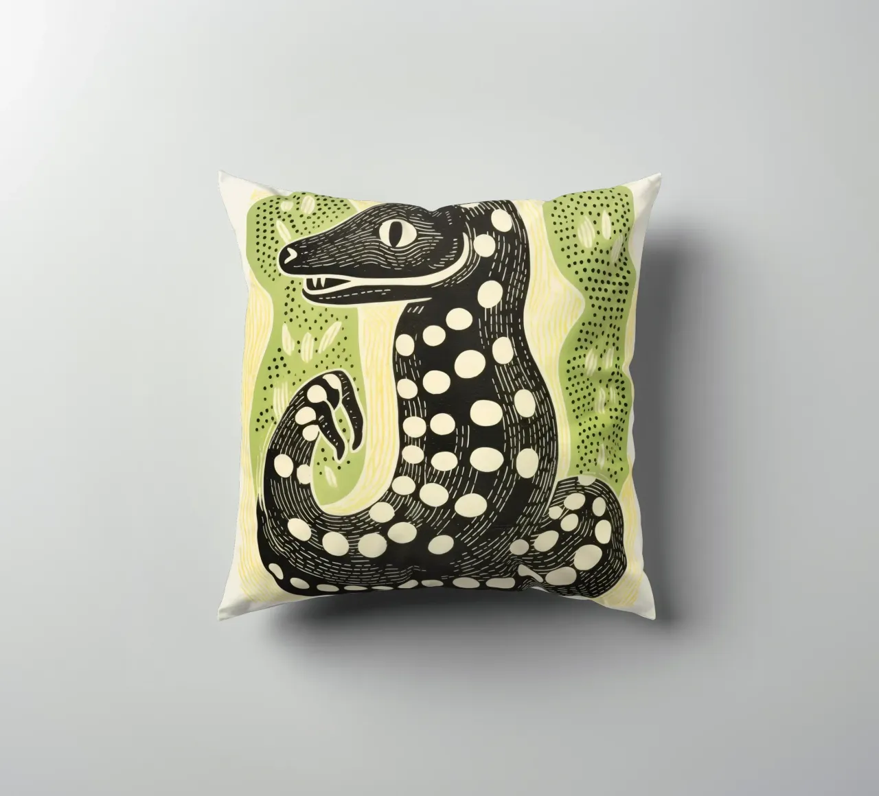 Cobra verde cuscino da Minimal Animal Art