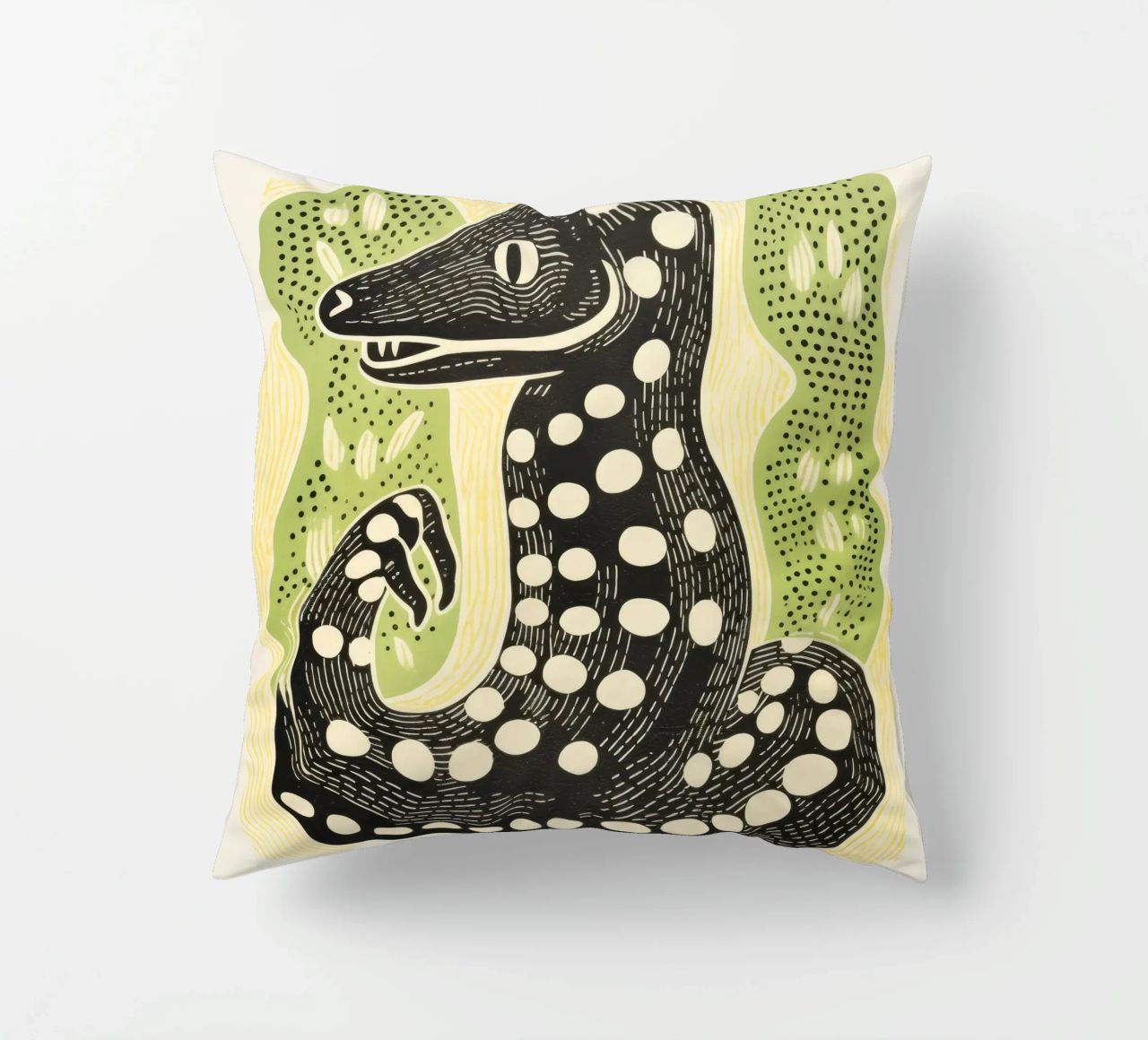 Cobra verde 3 cuscino da Minimal Animal Art