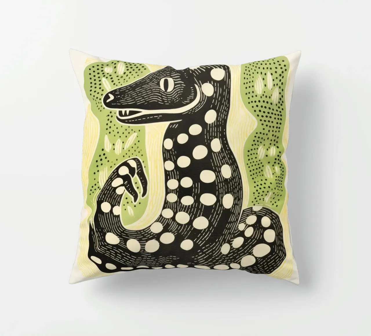 Cobra verde cuscino da Minimal Animal Art