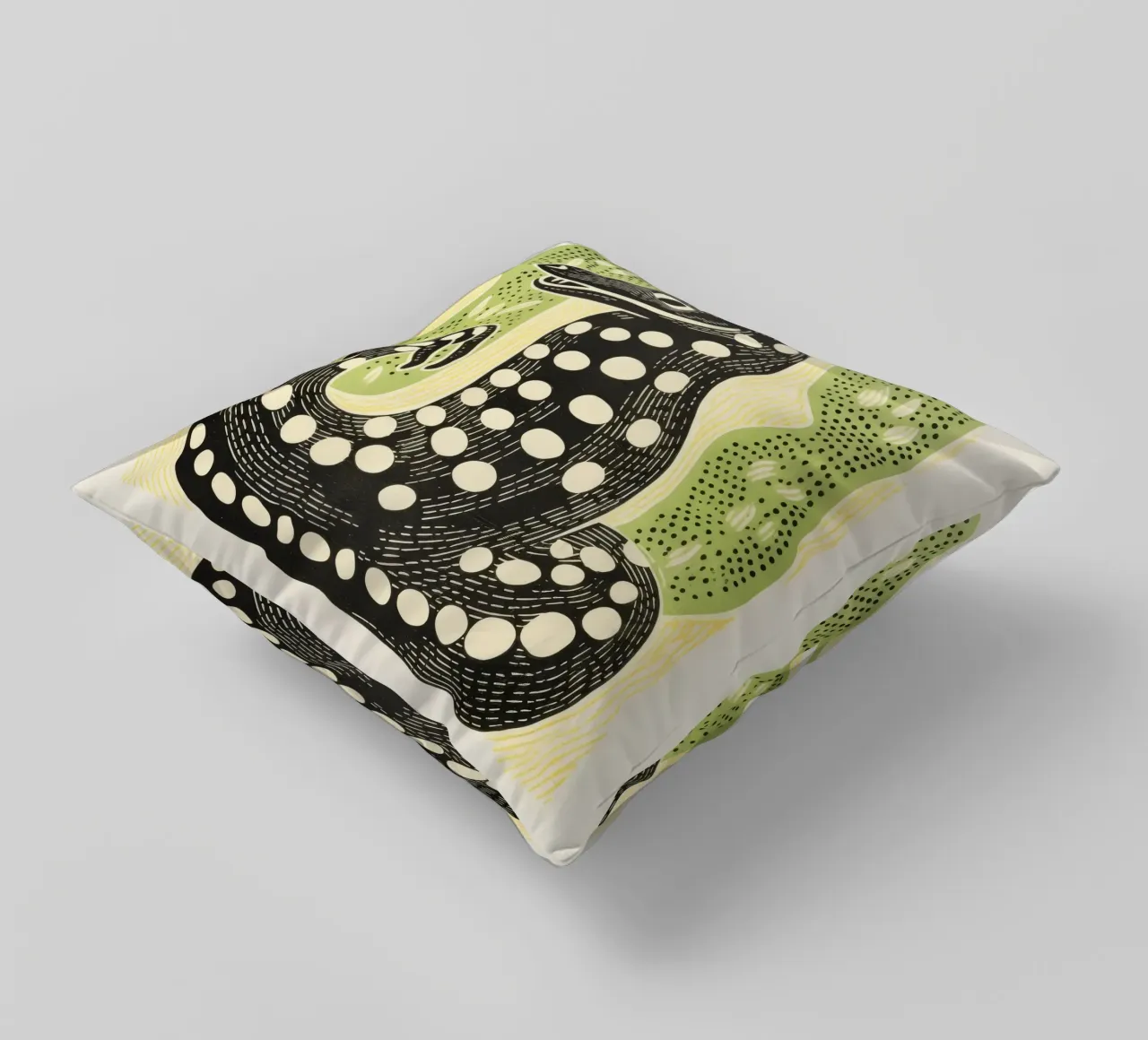Cobra verde cuscino da Minimal Animal Art