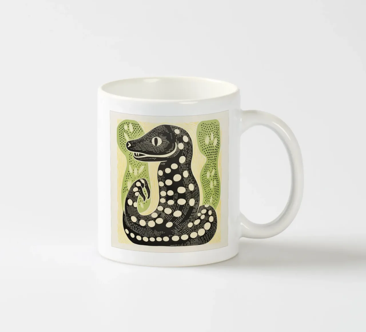 Cobra vert 3 mug en céramique de Minimal Animal Art