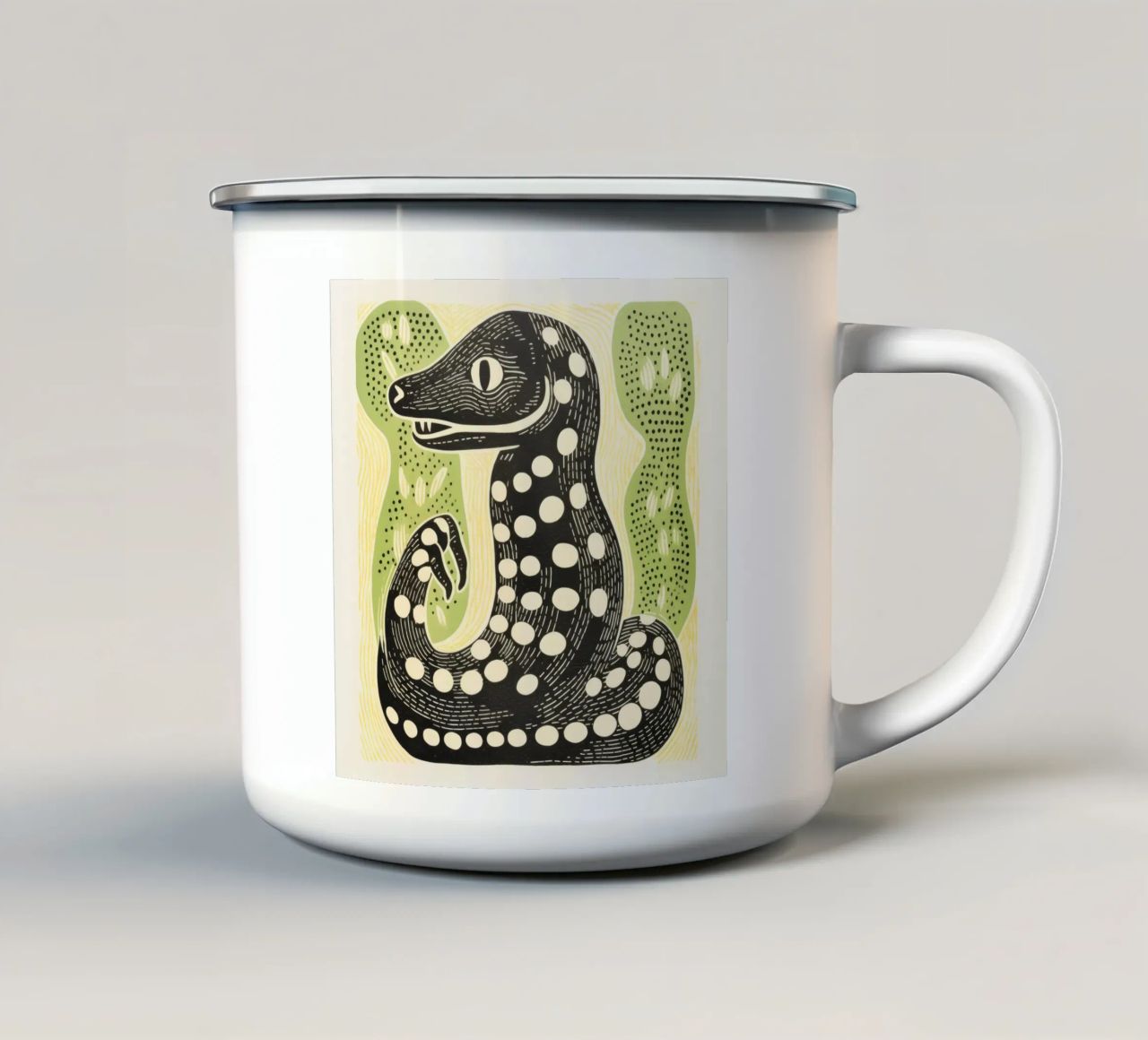 Cobra verde 3 tazza in smalto da Minimal Animal Art