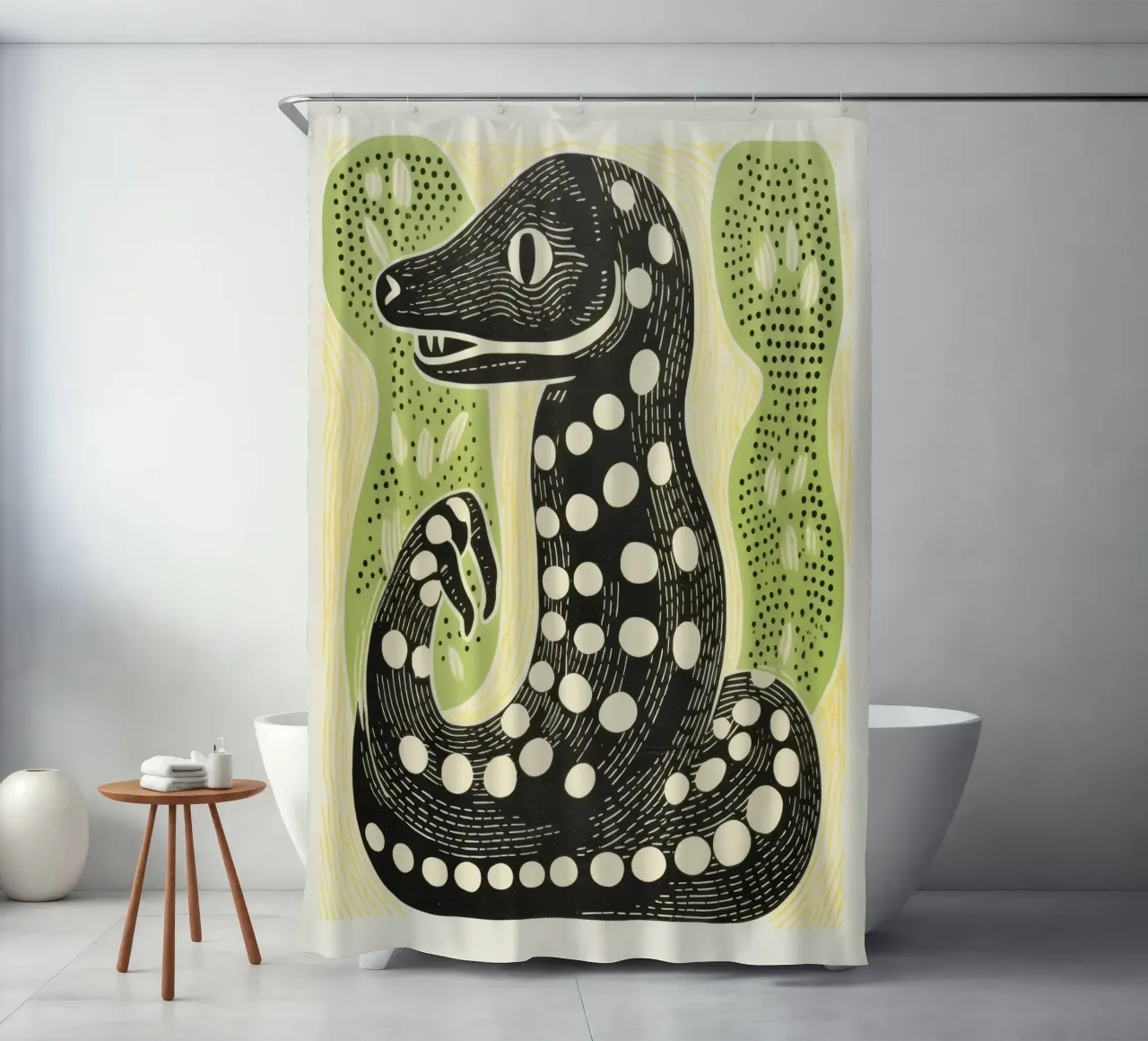 Cobra verde tenda da doccia da Minimal Animal Art
