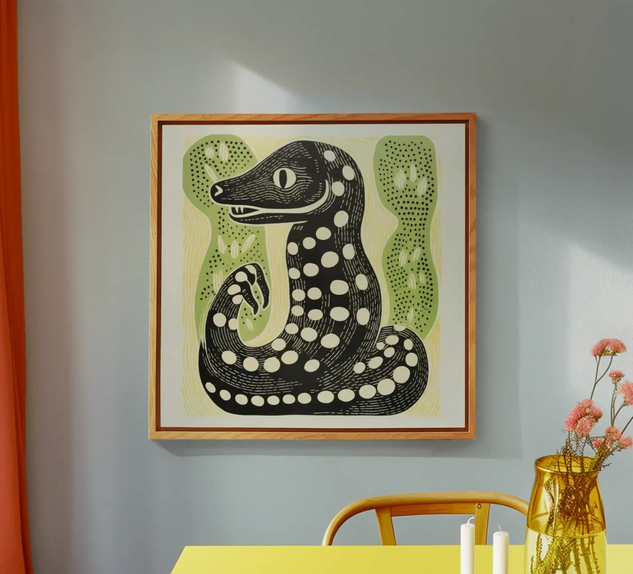 Grüne Kobra 3 Acryl-Glas von Minimal Animal Art