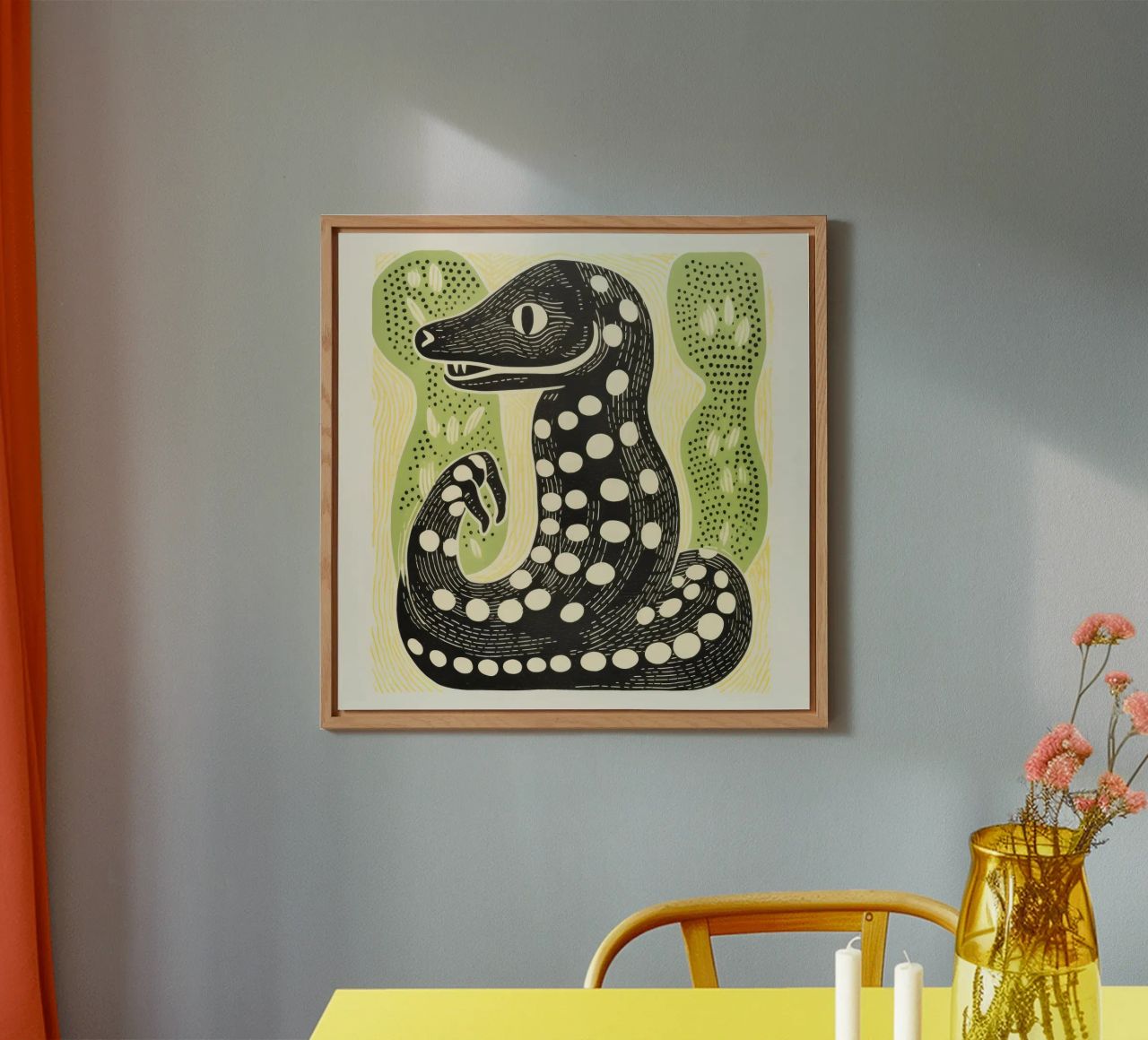 Cobra verde 3 pannello forex da Minimal Animal Art