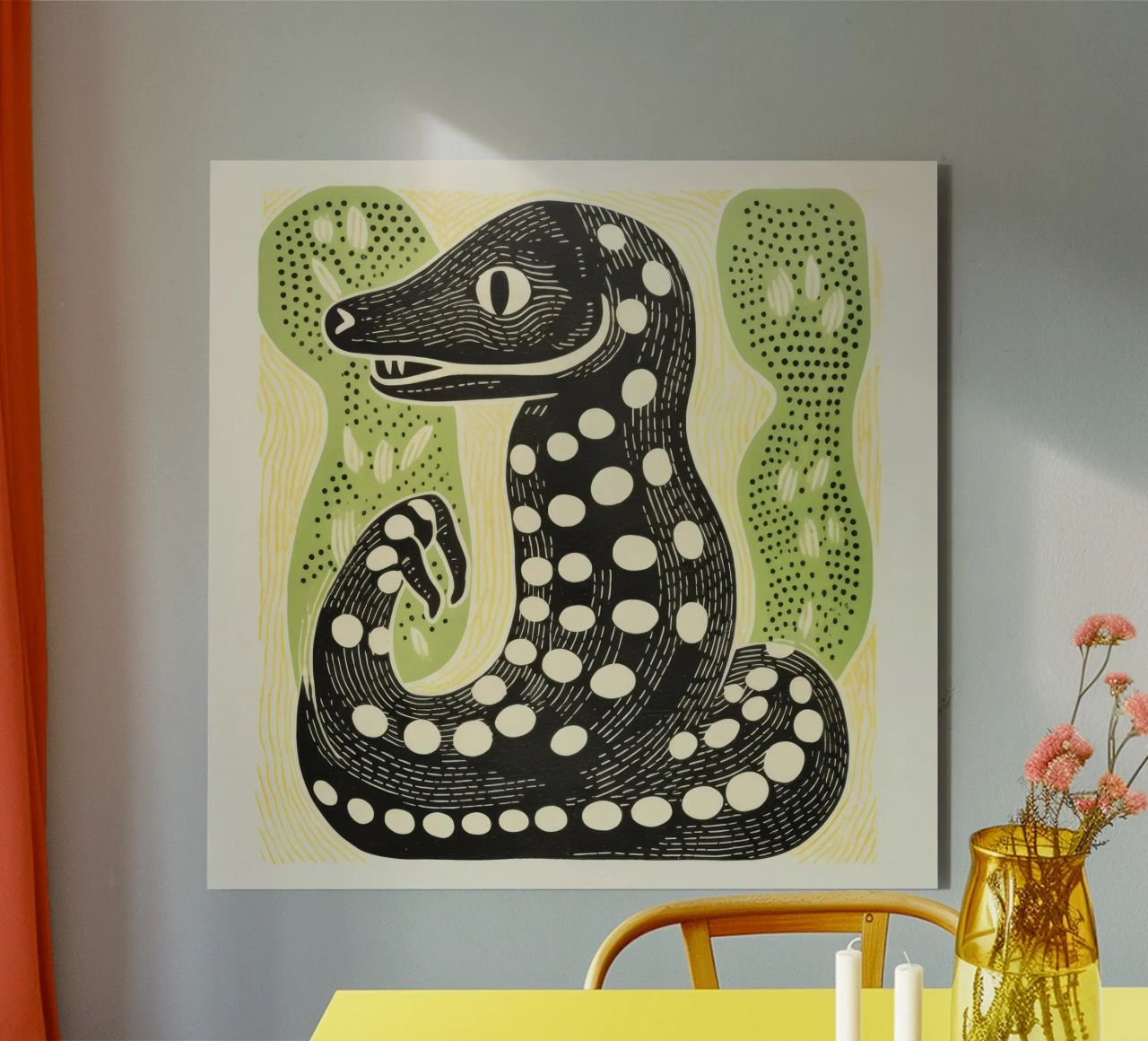Cobra verde 3 pannello forex da Minimal Animal Art
