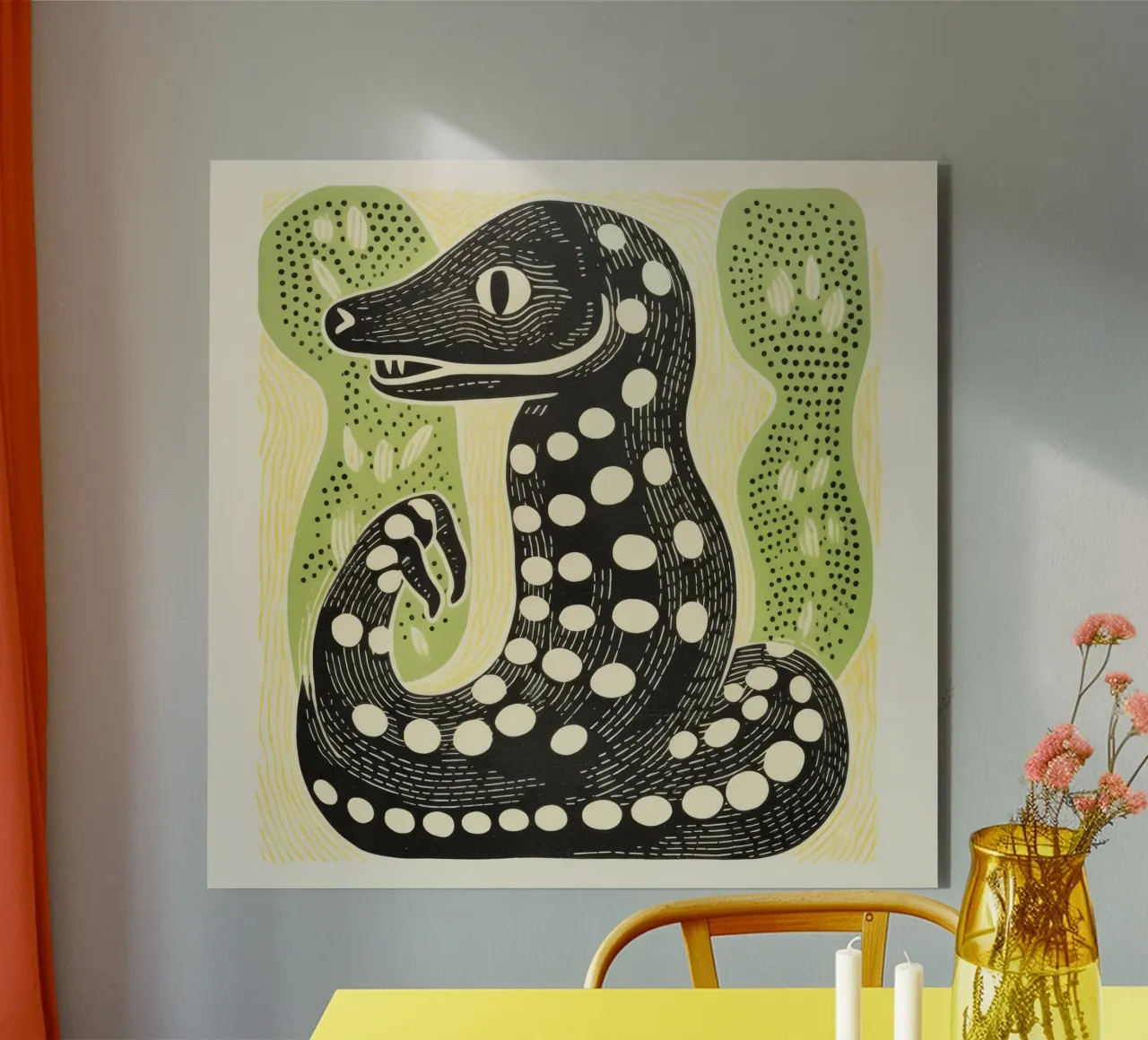 Cobra verde alluminio dibond da Minimal Animal Art