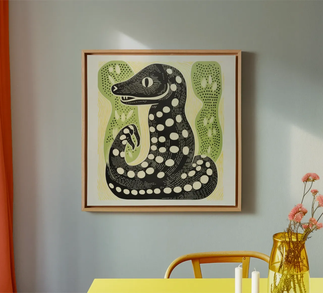 Cobra verde 3 tela da Minimal Animal Art