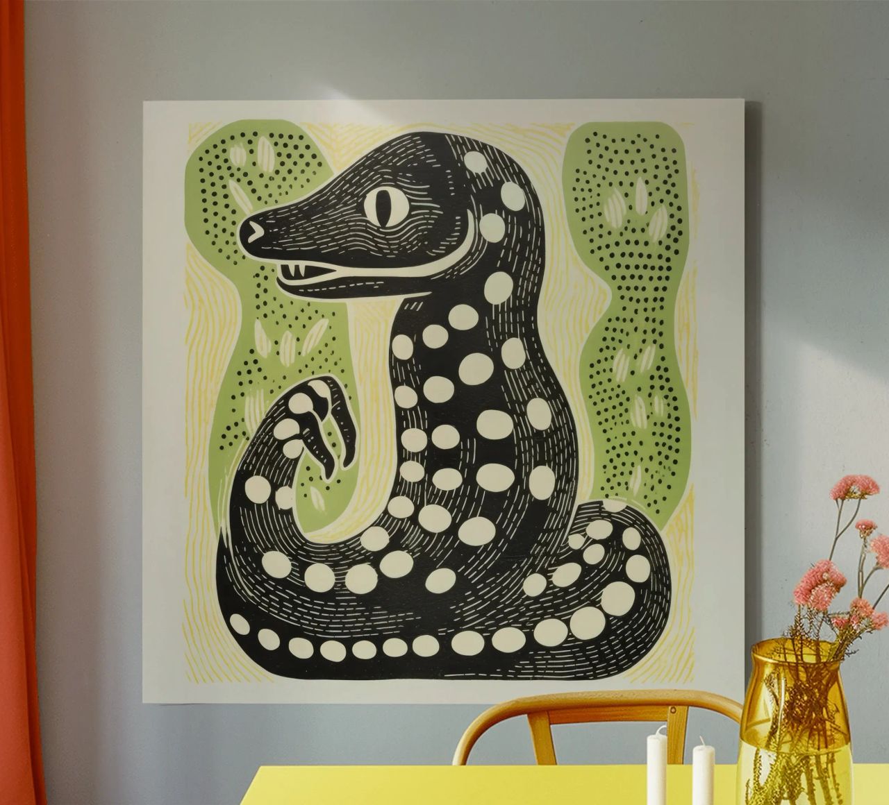 Cobra verde 3 tela da Minimal Animal Art