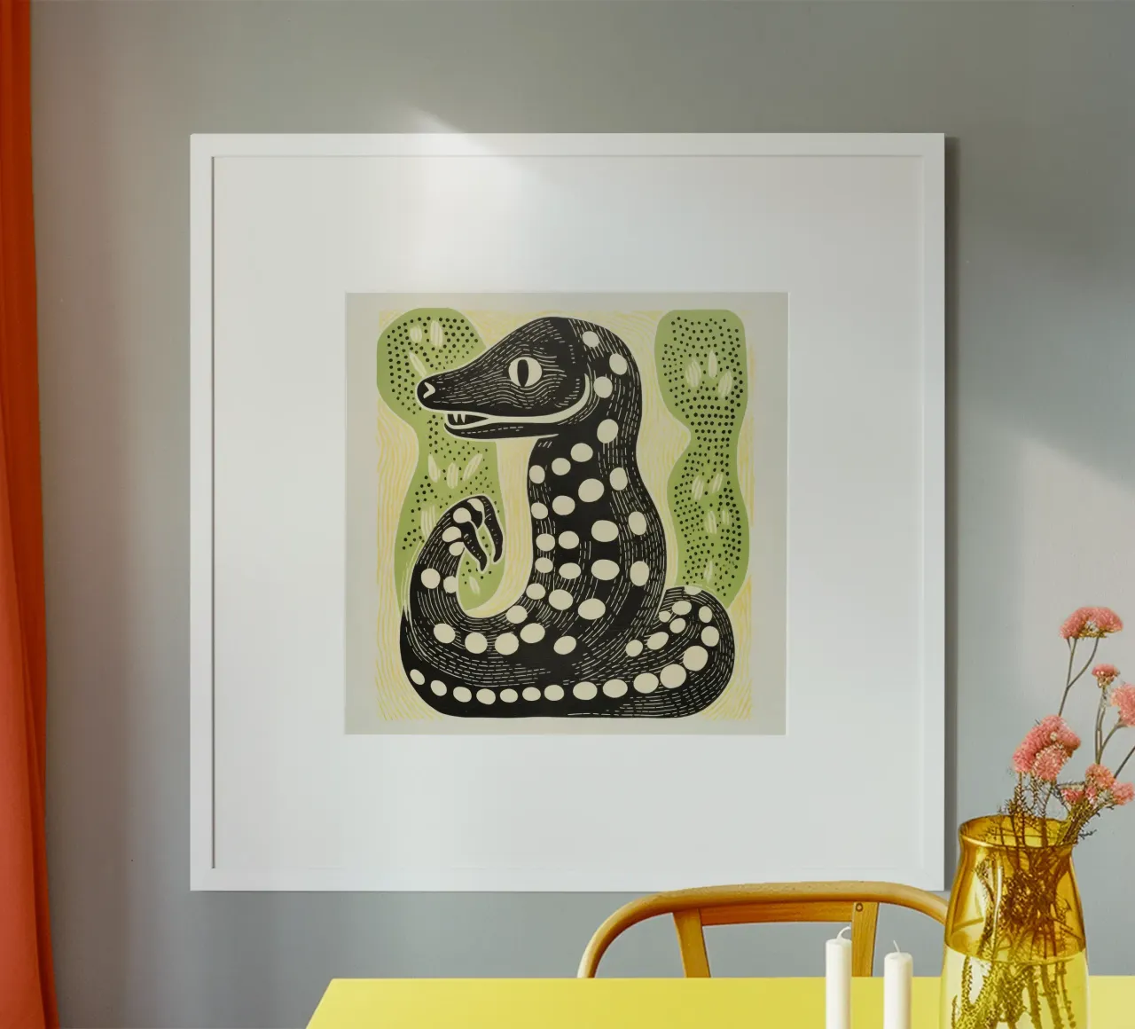 Cobra vert 3 hahnemühle de Minimal Animal Art
