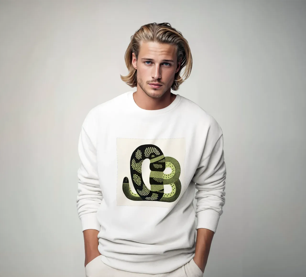 Green Cobra 4 sweatshirt by Minimal Animal Art