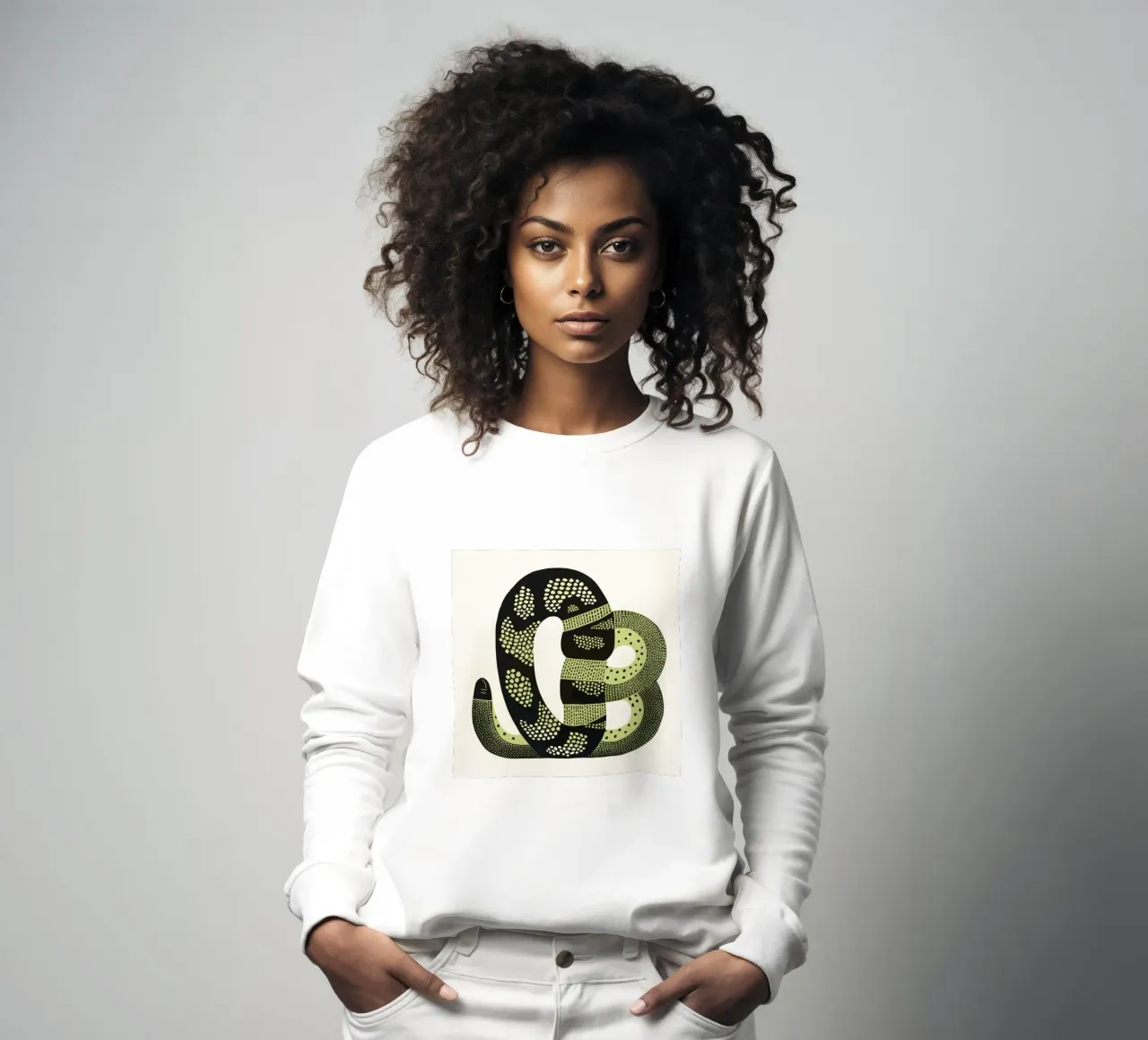 Green Cobra 4 sweatshirt by Minimal Animal Art