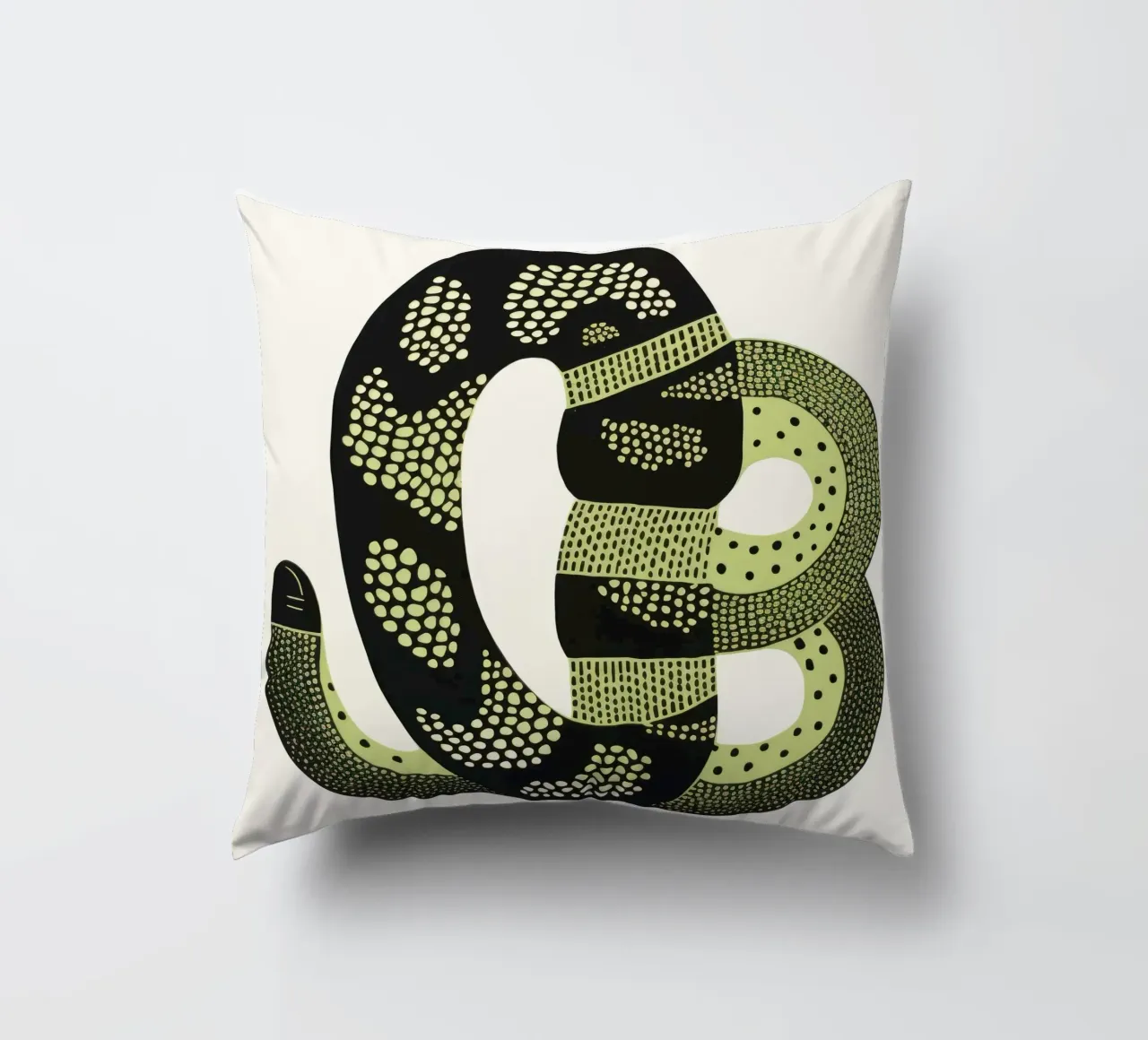Cobra verde cuscino da Minimal Animal Art