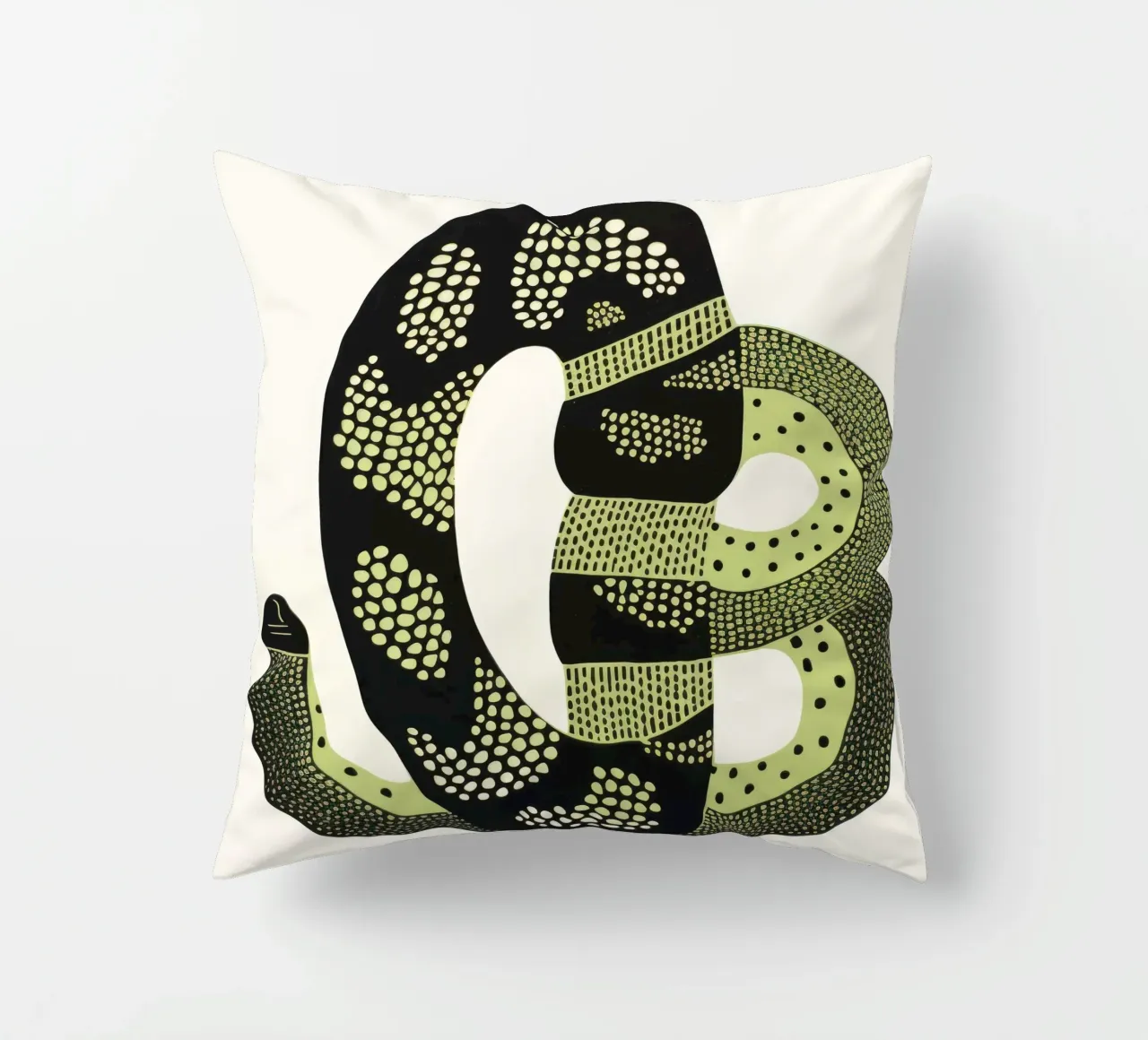 Grüne Kobra 4 Kissen von Minimal Animal Art