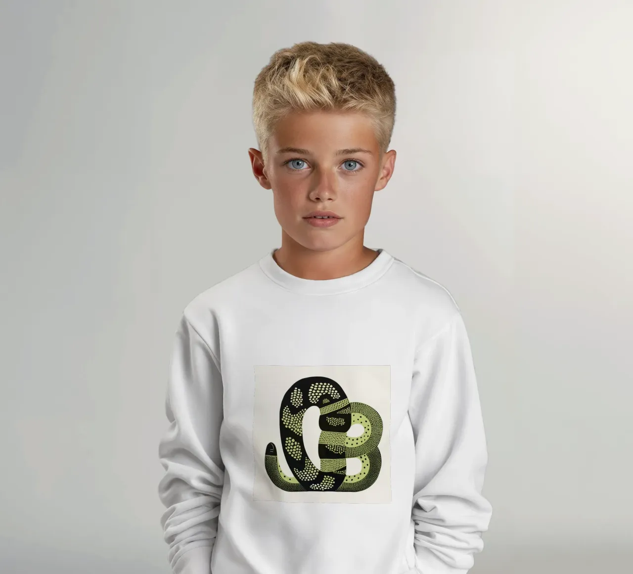 Grüne Kobra 4 Kinder Sweatshirt von Minimal Animal Art
