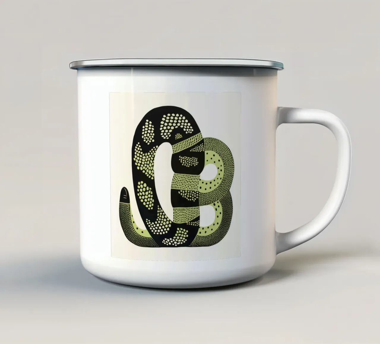 Grüne Kobra 4 Emaille Tasse von Minimal Animal Art