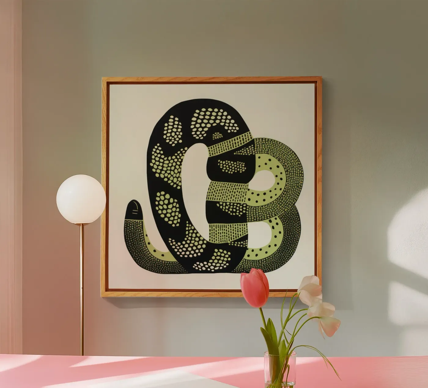 Green Cobra acryl van Minimal Animal Art