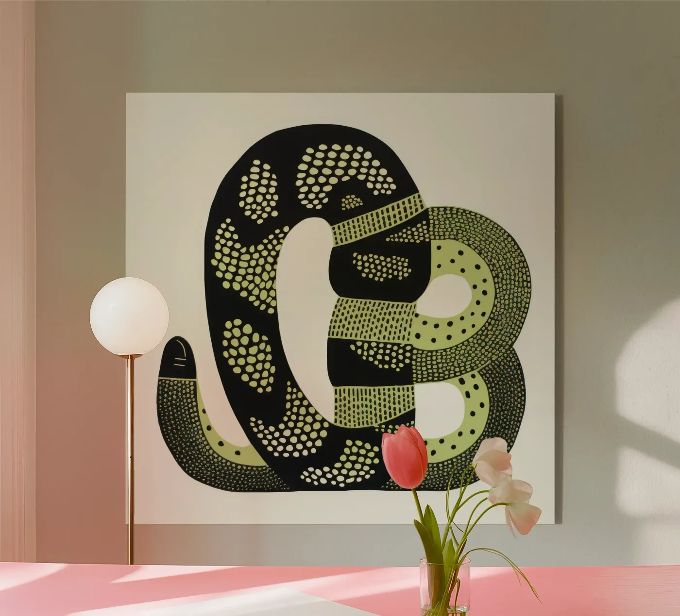 Green Cobra acryl van Minimal Animal Art