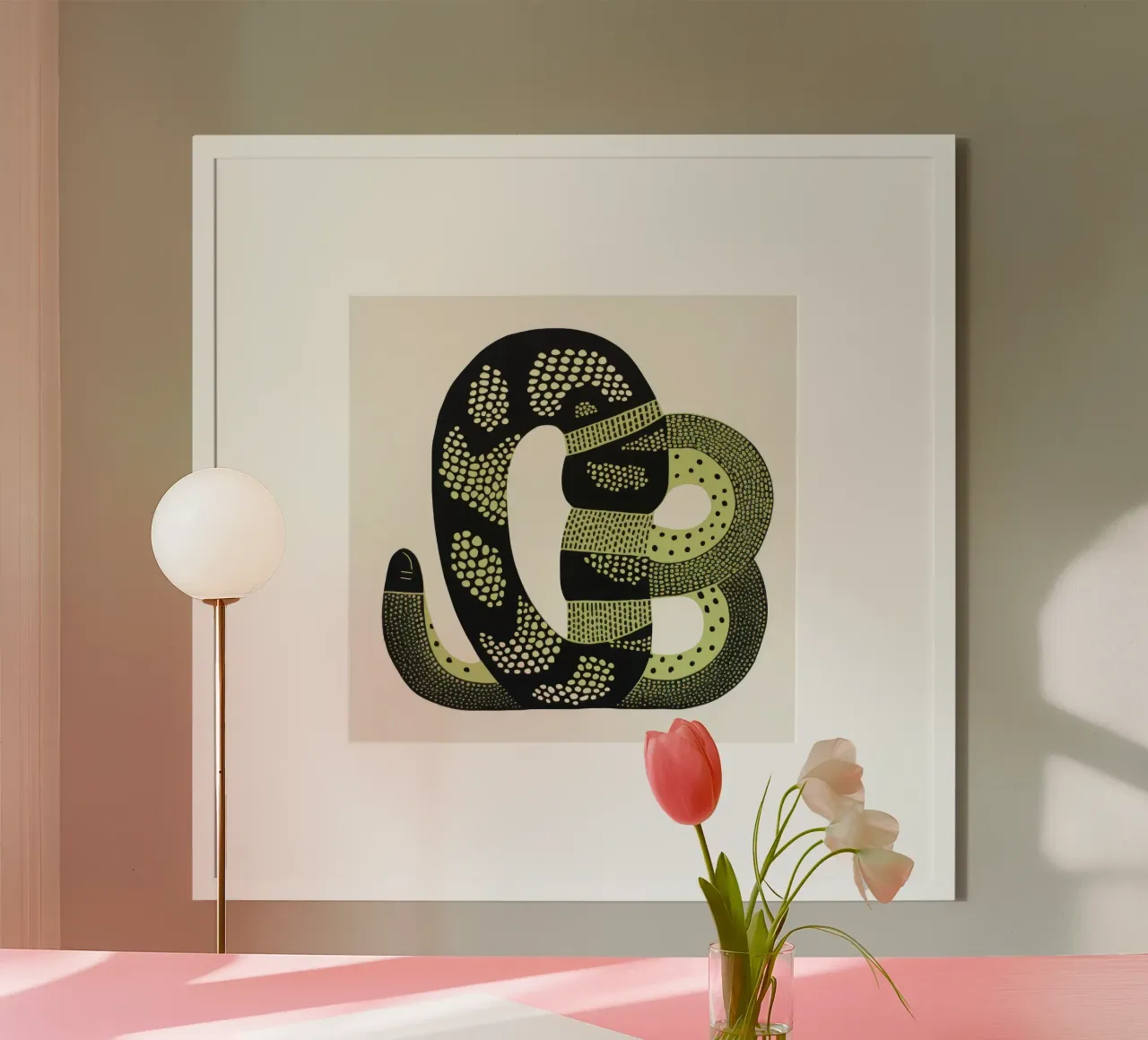 Cobra verde 4 carta hahnemühle da Minimal Animal Art