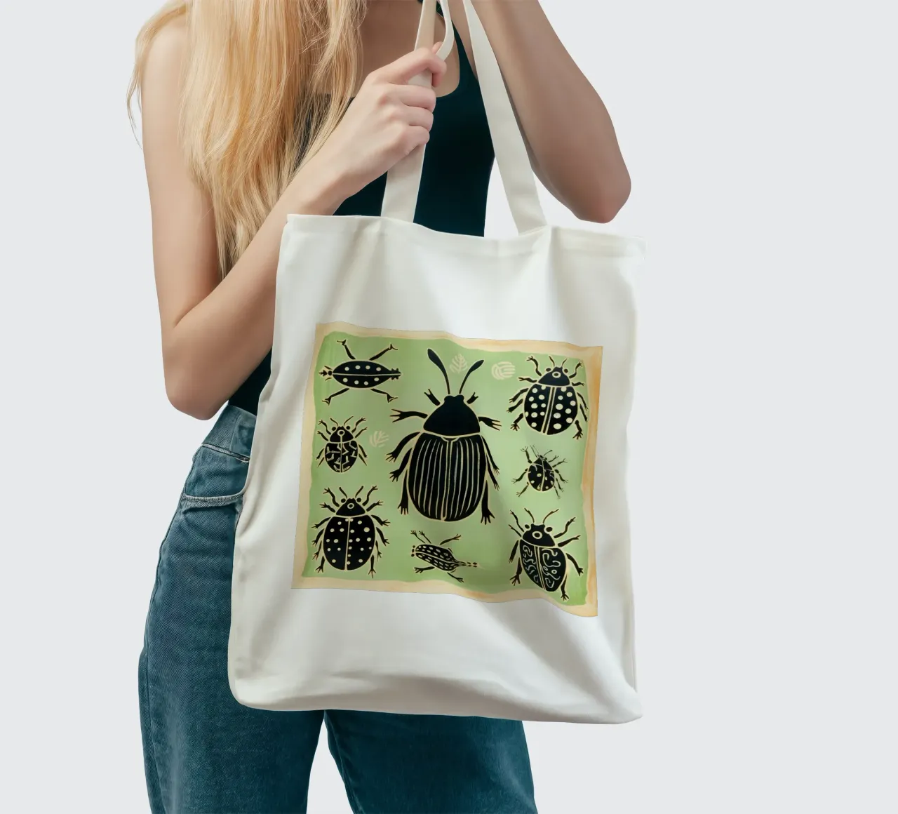 Scarafaggio verde 1 borsa in juta da Minimal Animal Art
