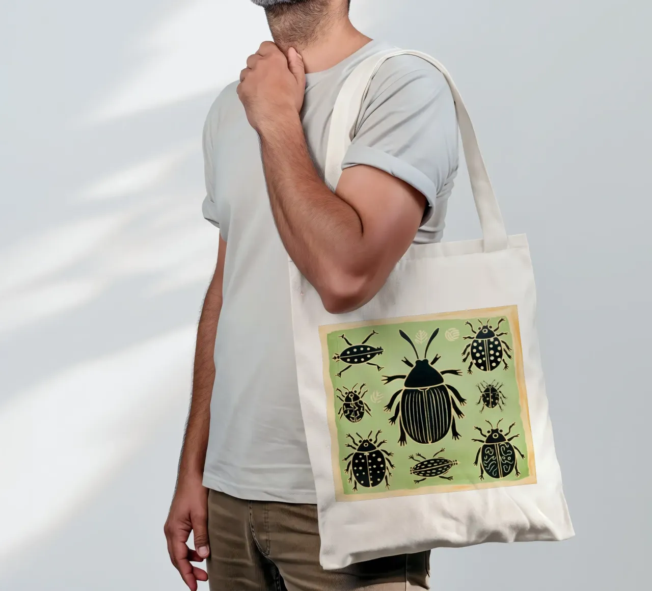 Scarafaggio verde 1 borsa in juta da Minimal Animal Art