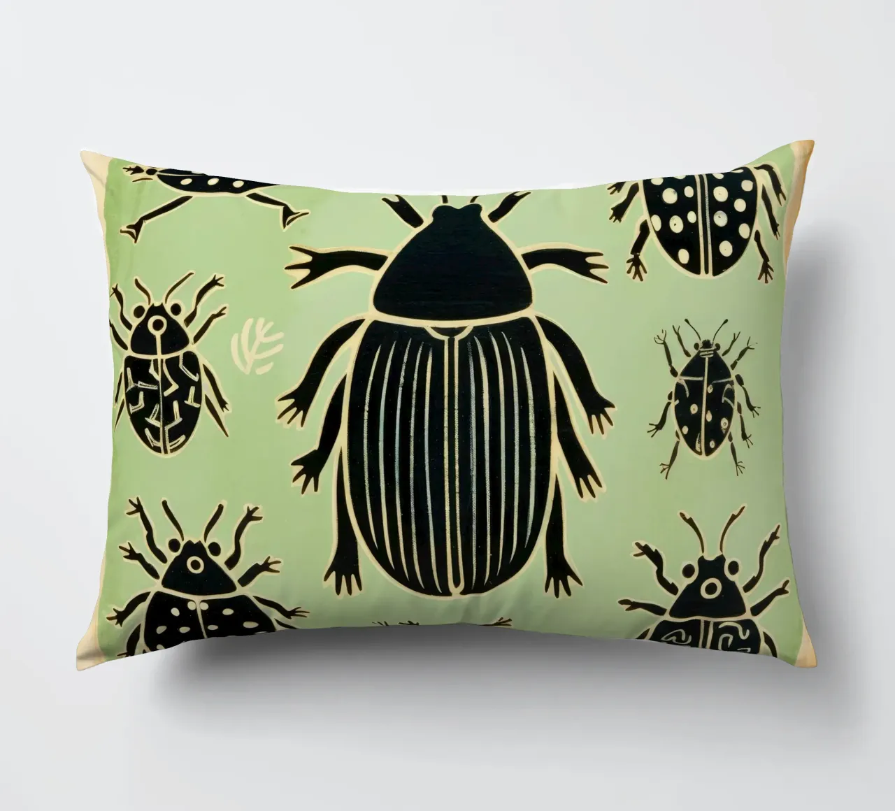 Green Cockroach 1 decorative cushion by Minimal Animal Art