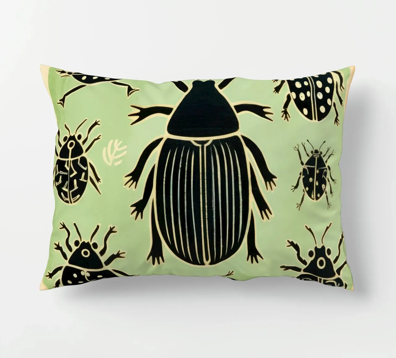 Green Cockroach 1 decorative cushion by Minimal Animal Art