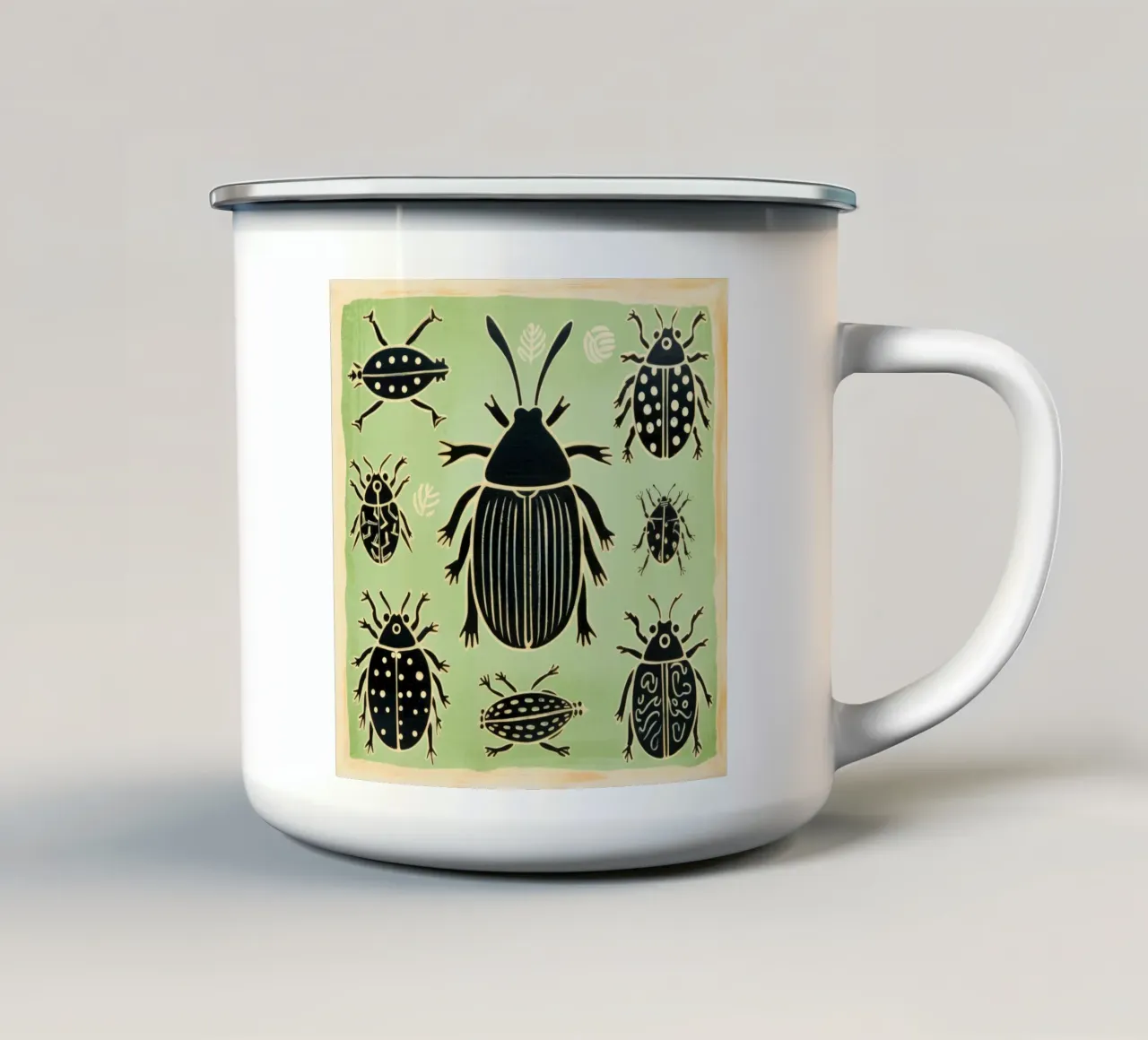 Scarafaggio verde 1 tazza in smalto da Minimal Animal Art