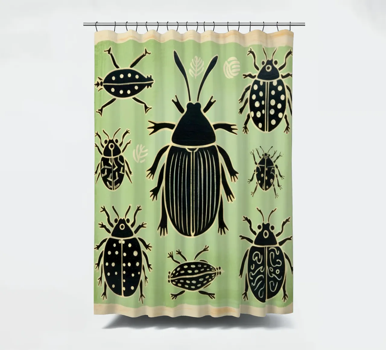 Groene kakkerlak 1 douchegordijn van Minimal Animal Art