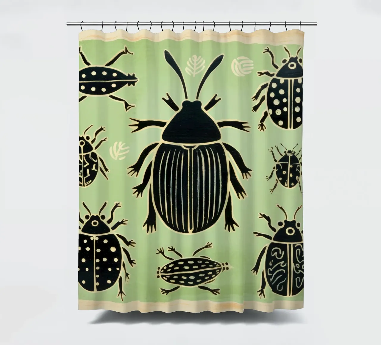Groene kakkerlak 1 douchegordijn van Minimal Animal Art