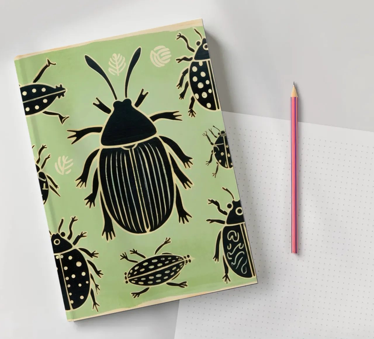 Green Cockroach 1 notebook by Minimal Animal Art