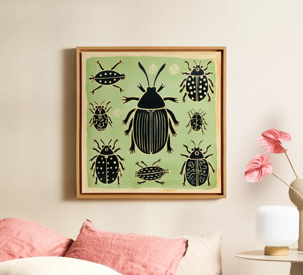 Cucaracha verde 1 lienzo de Minimal Animal Art