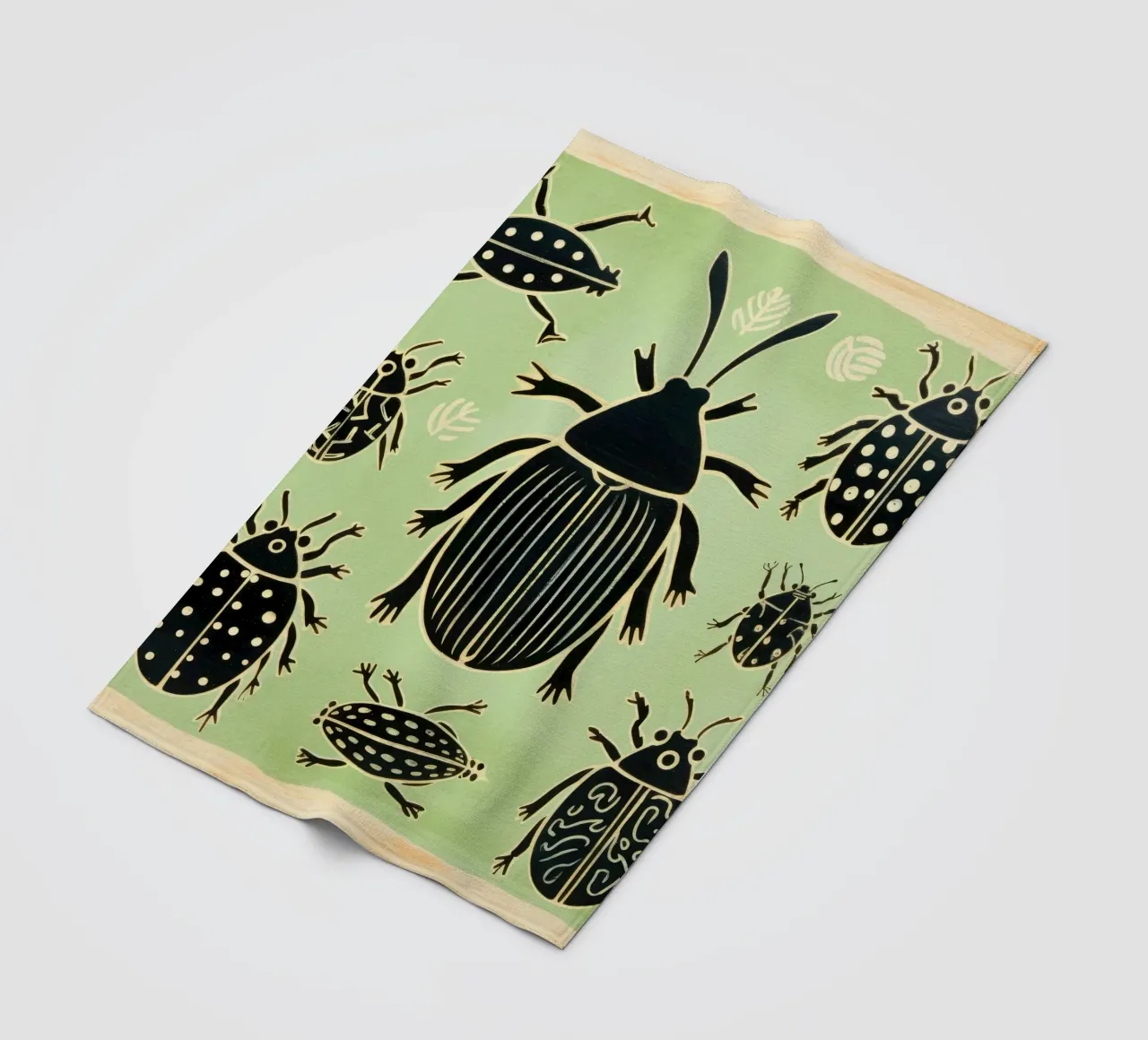 Groene kakkerlak 1 fleecedeken van Minimal Animal Art